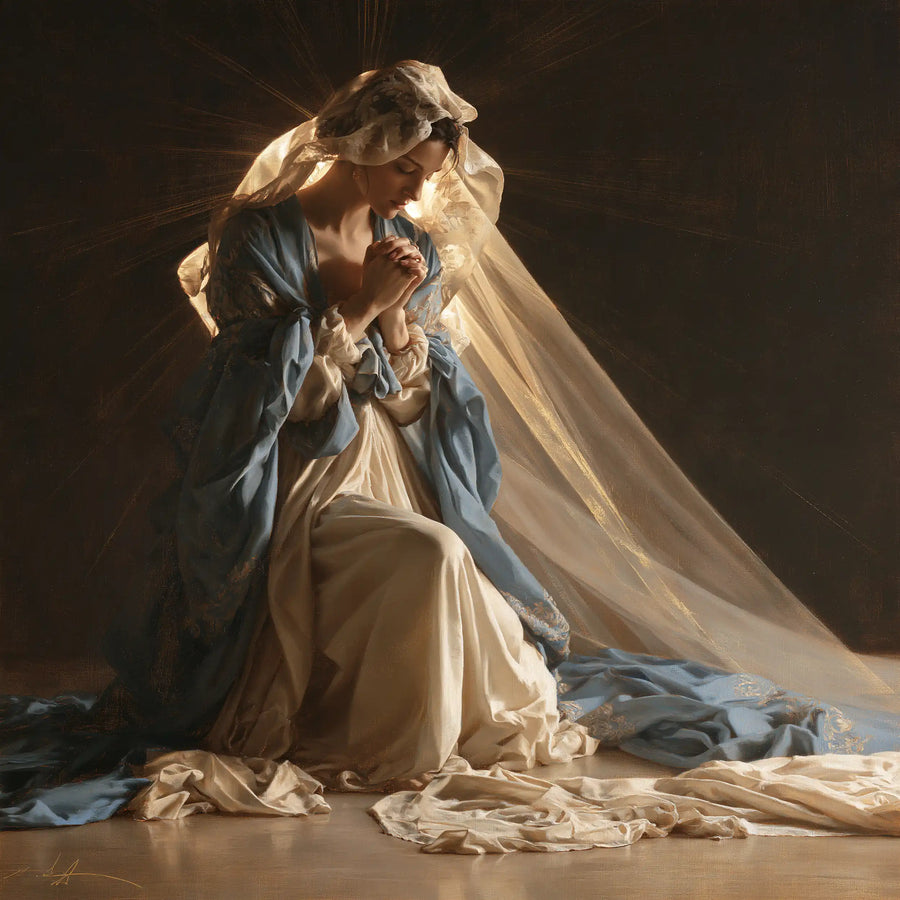 Virgin Mary in Prayer - Mary in a Biblical Interior · Square n° 2
