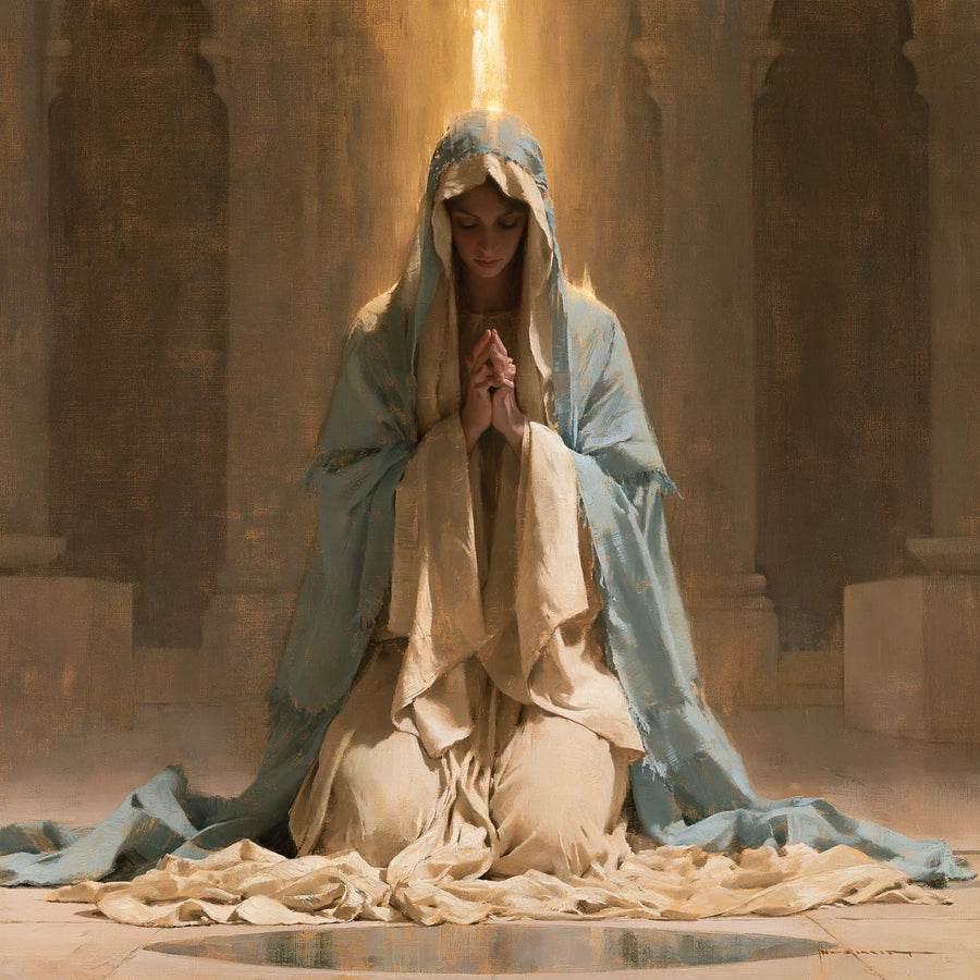 Virgin Mary in Prayer - Mary in a Biblical Interior · Square n° 8