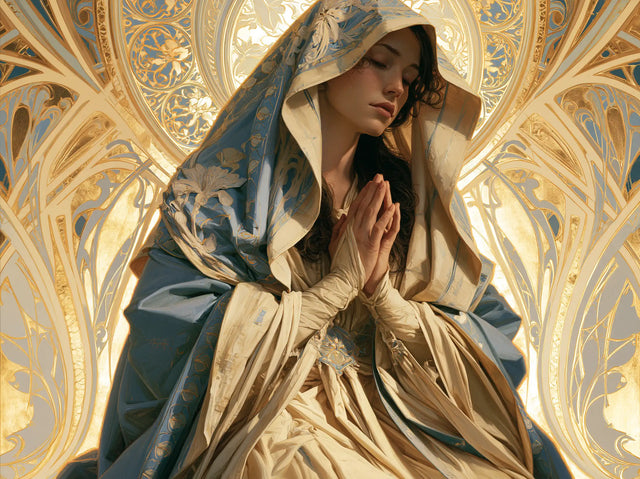 Virgin Mary in Prayer - Sacred Art Nouveau · Landscape n° 8