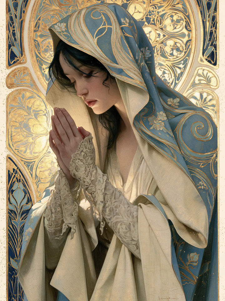 Virgin Mary in Prayer - Sacred Art Nouveau · Portrait n° 30