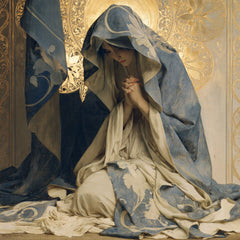 Virgin Mary in Prayer — Prayer in Ash-Blue Drapery
