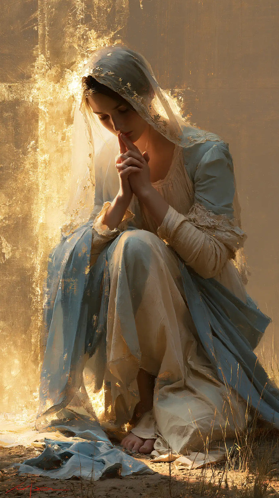 Virgin Mary in Prayer - Sacred Gold · Portrait n° 27