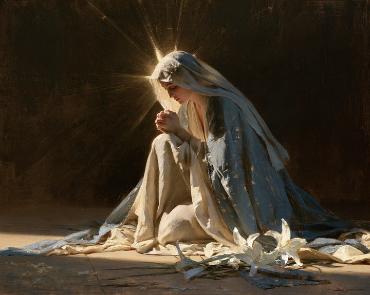 Virgin Mary in Prayer — The Star at the Edge of the Veil