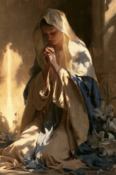 Virgin Mary in Prayer — Prayer in Daylight Shadows