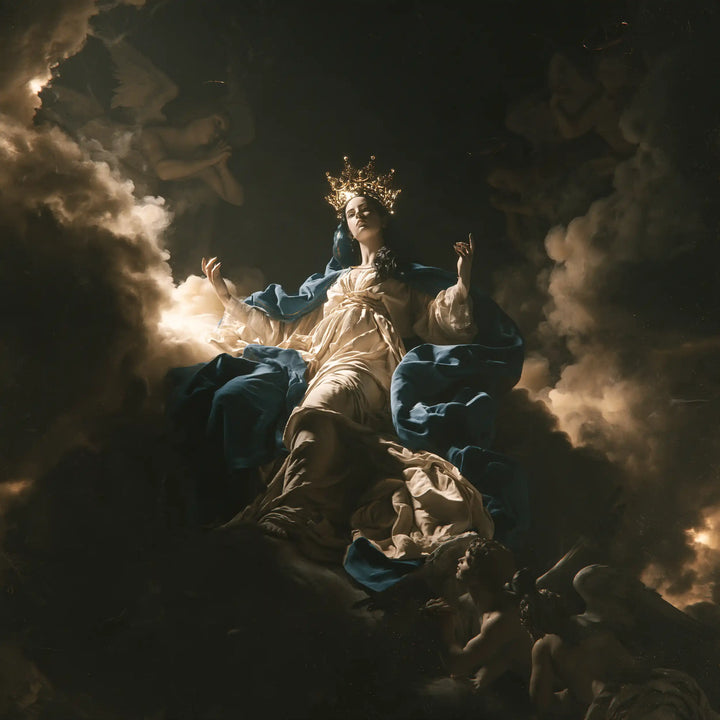 Mary Queen of Heaven - Caravaggio Tenebrism · Square n° 2