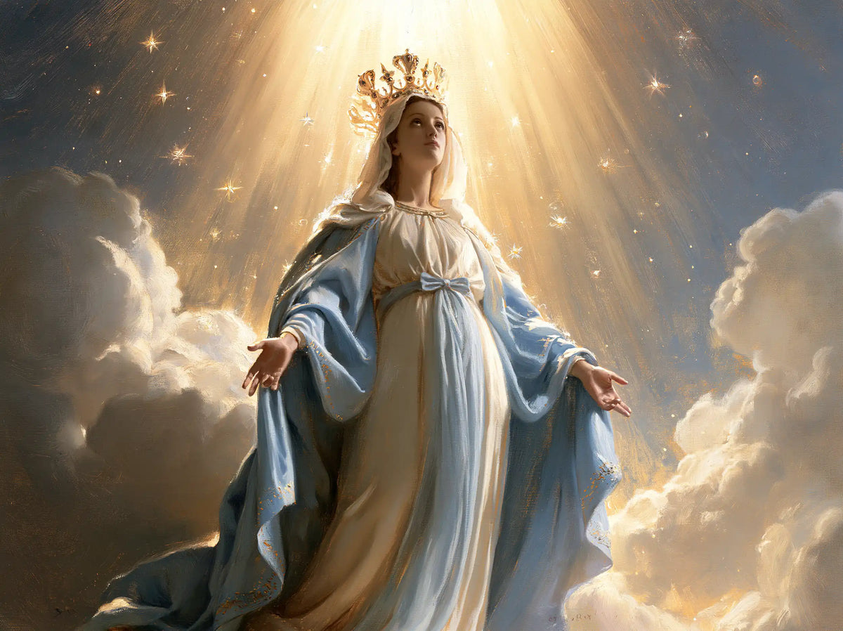 Mary, Queen of Heaven — The High Gaze Beneath Scattered Stars