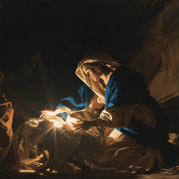 The Nativity - Caravaggio Tenebrism · Square n° 3