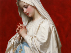 Our Lady of Lourdes – Rosary Portrait in Ruby Light