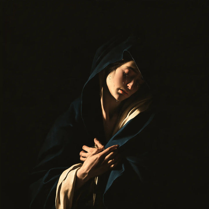 Our Lady of Sorrows - Caravaggio Tenebrism · Square n° 2