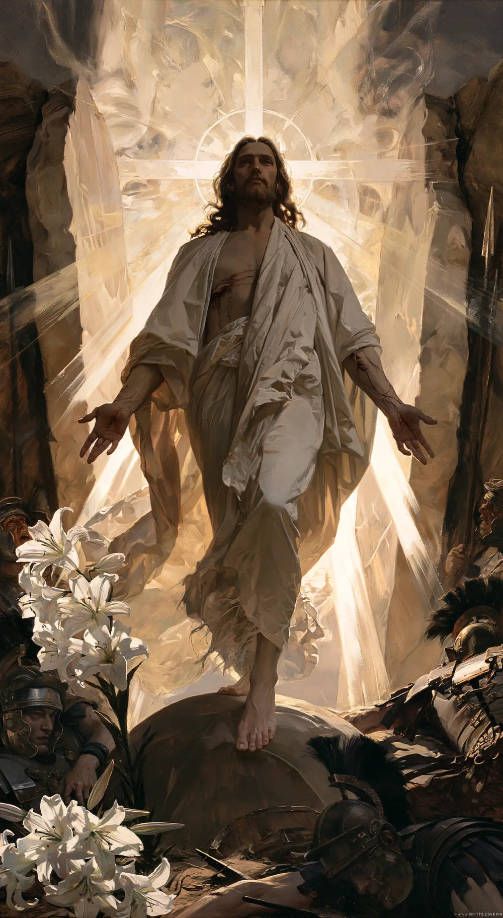 Resurrection of Jesus Christ in Expressionist style, portrait Christian artwork no. 5