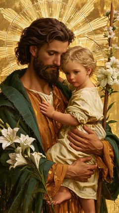 Saint Joseph with the Child Jesus – Sacred Gold · Portrait no. 6