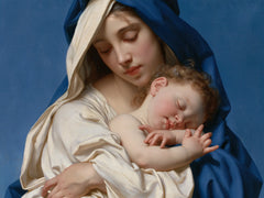 The Virgin Mary and Child Jesus — Blue Chamber and Folded Hands
