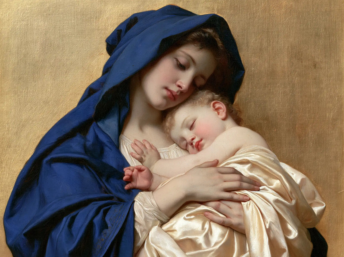 The Virgin Mary and Child Jesus — Sleeping Child in a Golden Interior