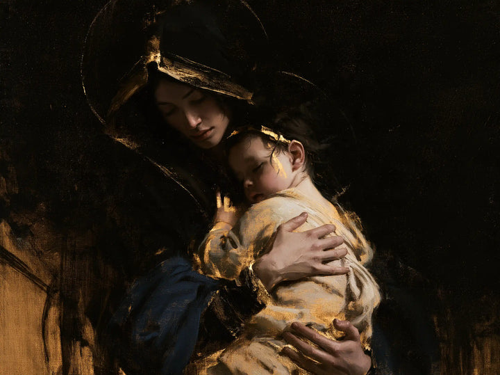 Virgin Mary and Child Jesus - Black and Gold · Landscape n° 7