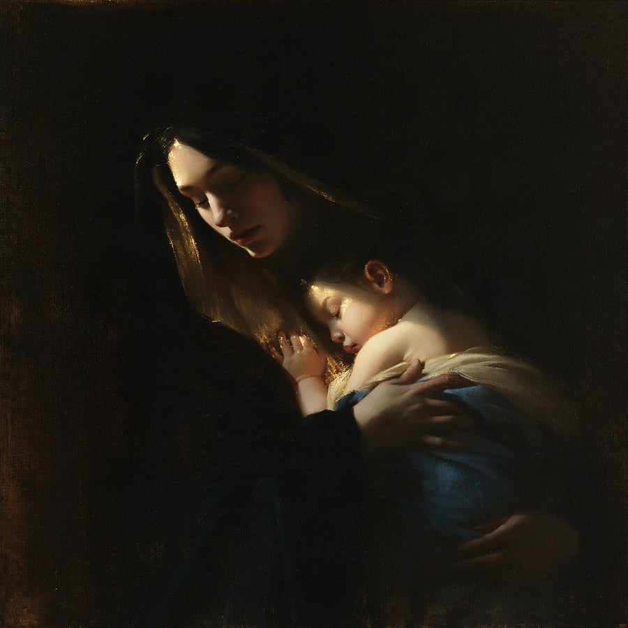 Virgin Mary and Child Jesus - Black and Gold · Square n° 4