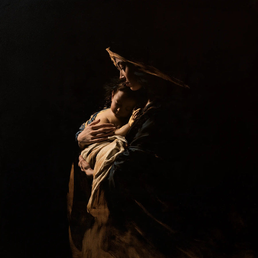 Virgin Mary and Child Jesus - Black and Gold · Square n° 7