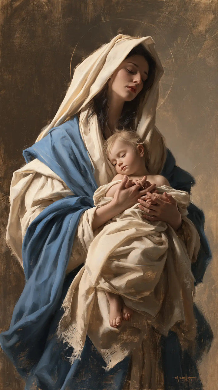 The Virgin and Child — Fingers Clasped Within the Swaddling