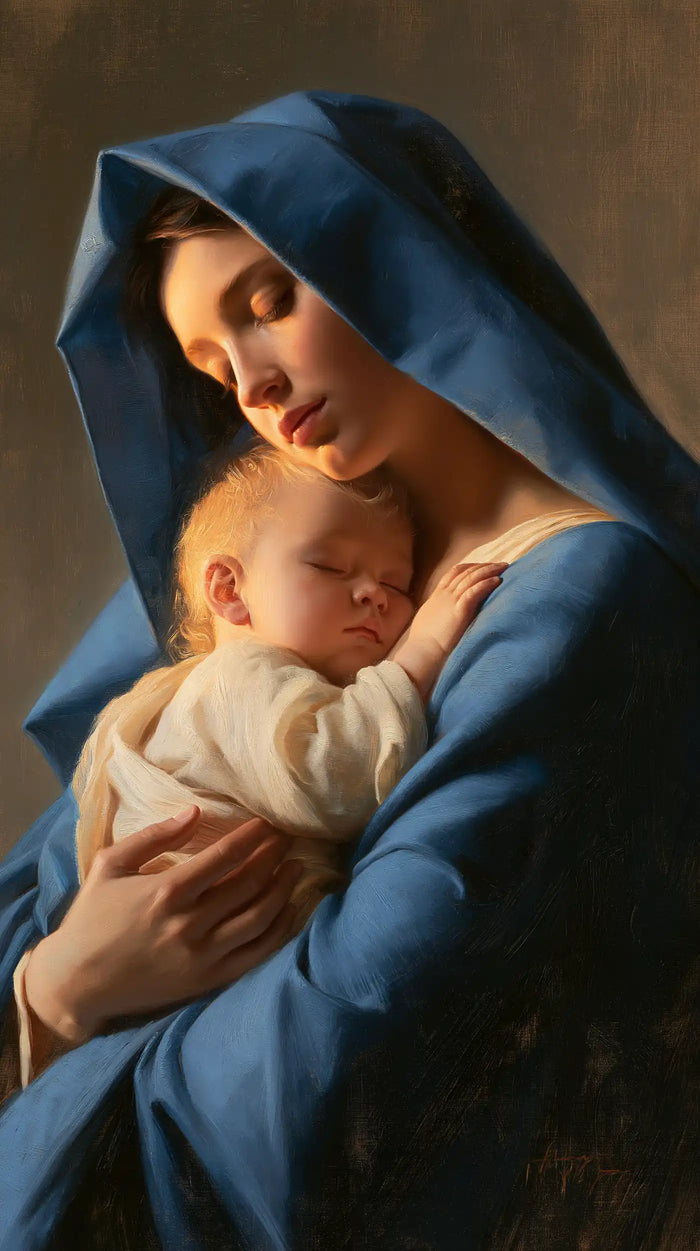The Virgin and Child — The Little Cheek Beneath the Deep Hood
