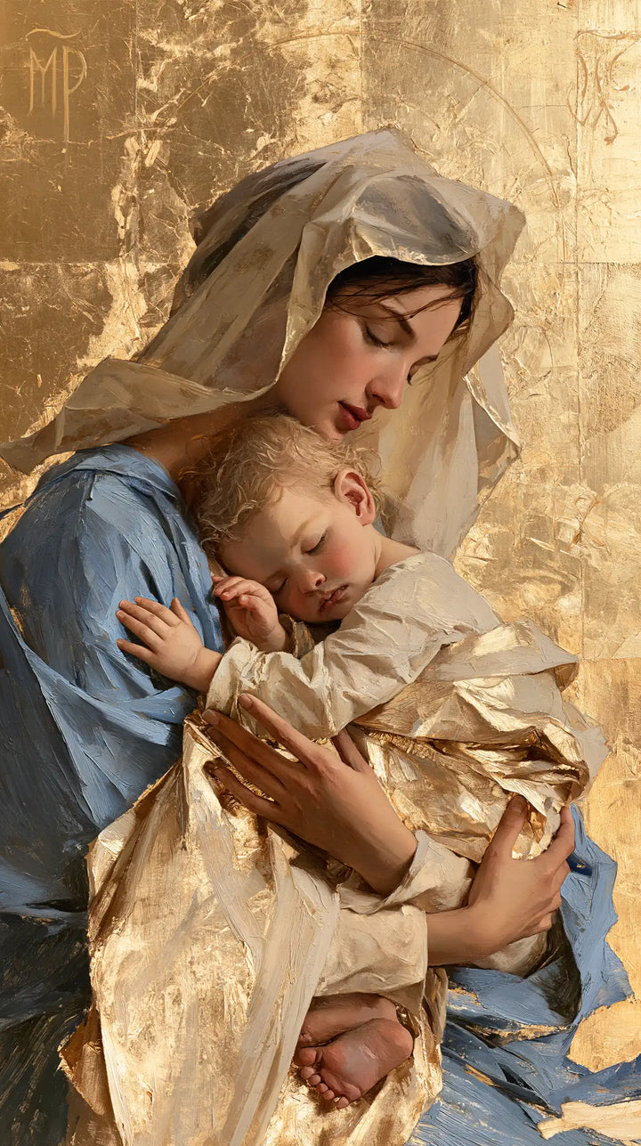 Virgin Mary and Child Jesus - Sacred Gold · Portrait n° 14