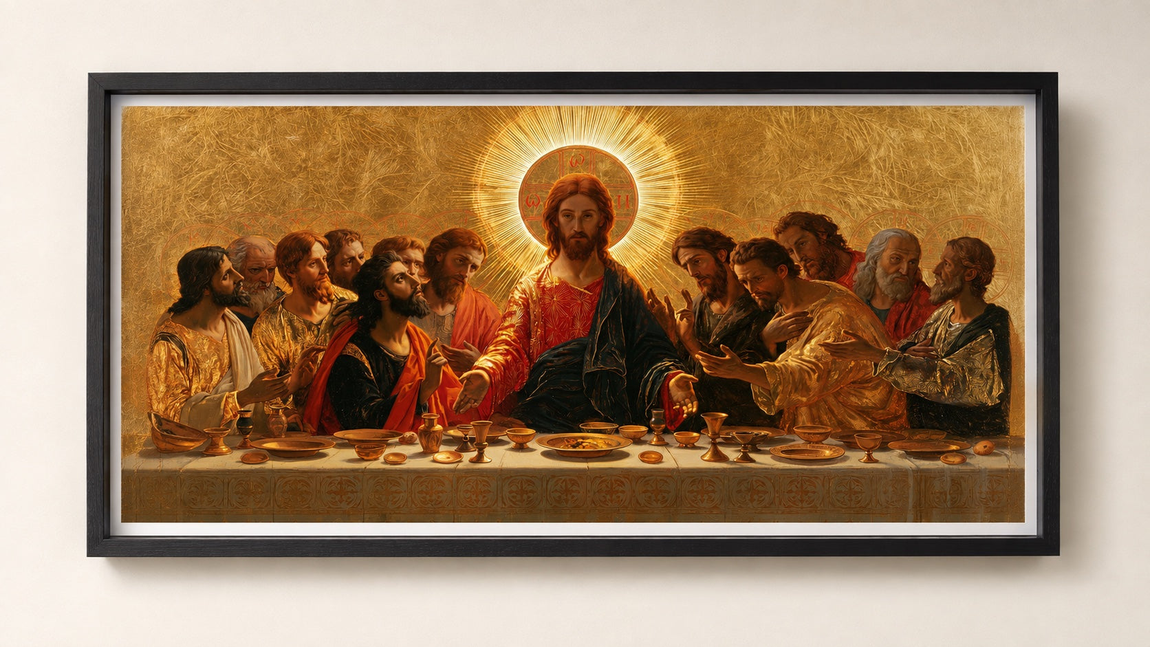אותה הדפס Last Supper Fine Art במסגרת קופסה שחורה עמוקה