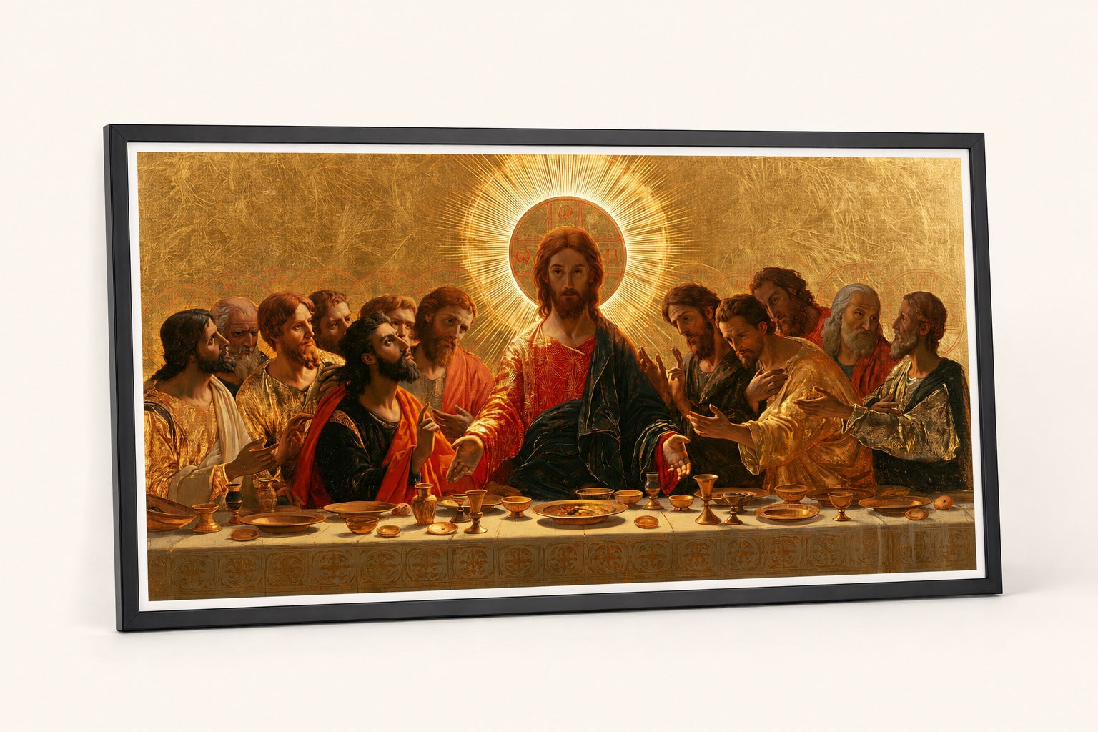 אותו הדפס Last Supper Fine Art במסגרת קלאסית שחורה ודקה