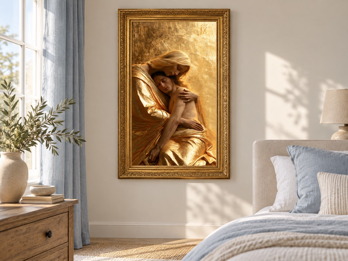 הפייטה — gold framed interior mockup